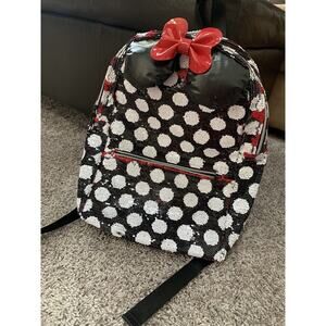 Disney Parks Minnie Mouse Reversible Sequin Color Red / Black Polka Dot Backpack